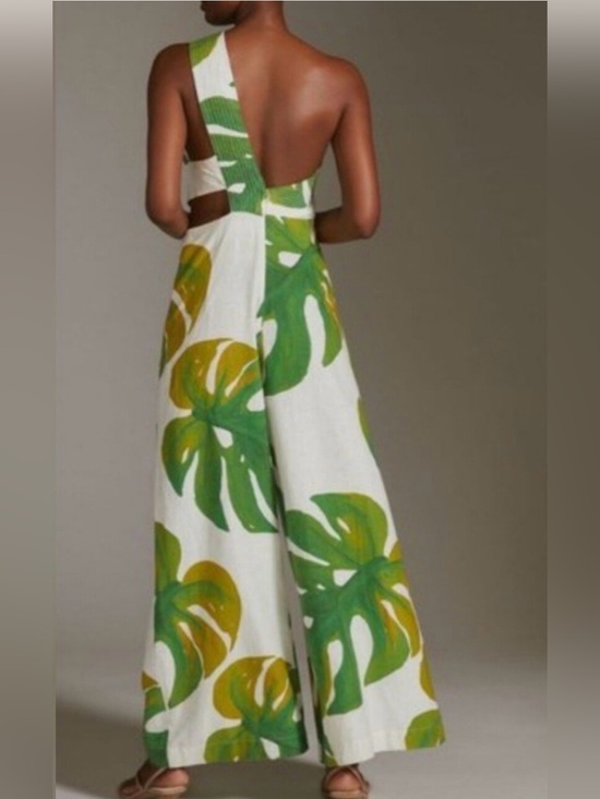 FARM Rio Pants - New FARM Rio Monstera One-shoulder Jumpsuit, Sz. Medium
